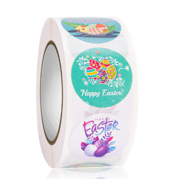 Roll Sticker Etikett Bedårande påskägg Miljövänlig Lovely Bunny Självhäftande Tag Sticker för semester 3