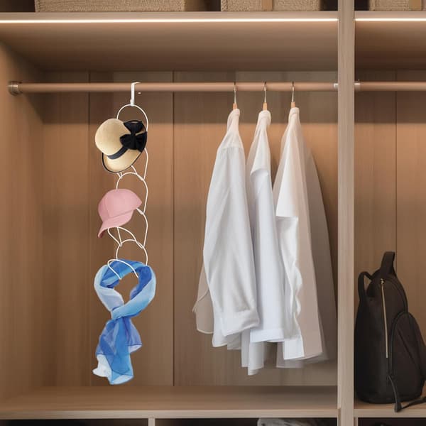 5 avtakbare hatte kroker, justerbar hatteholder, hatteholder arrangør White