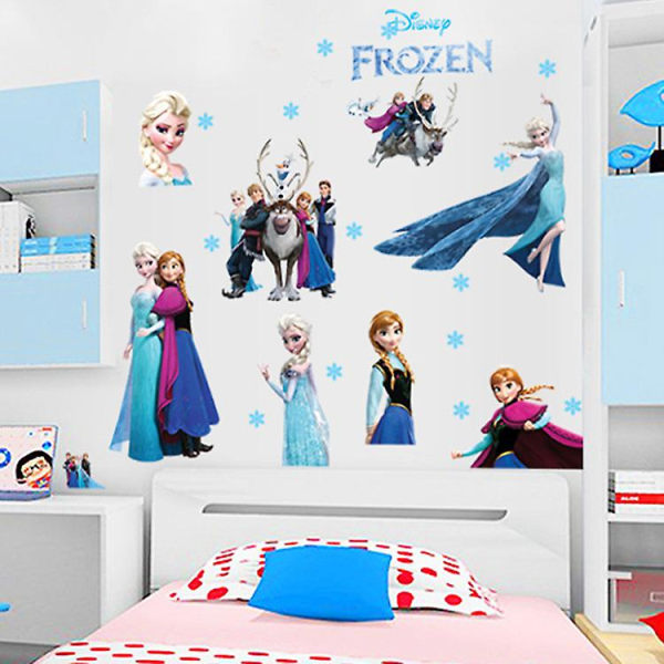 Tecknad DIY Frozen Princess Elsa Anna väggdekor flicka barnrum bakgrundsdekoration
