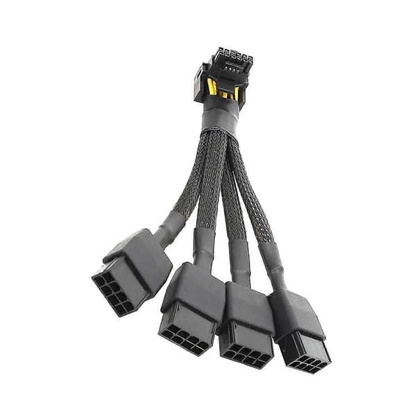 Til GPU RTX4090 RTX4080 4X8 Pin PCI-E til 16 Pin Grafikkort Strømkabel 12VHPWR Stik Albue C Black