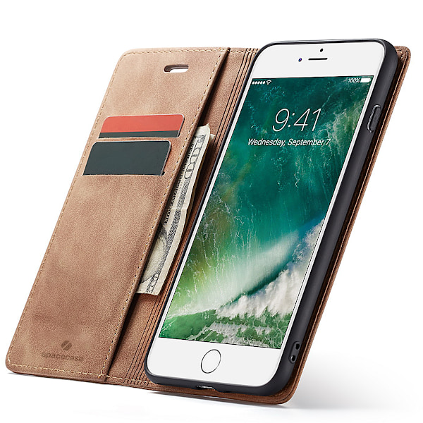 Spacecase Etui Pungbeskyttelse Til Iphone 7 8 Plus Brun Farve