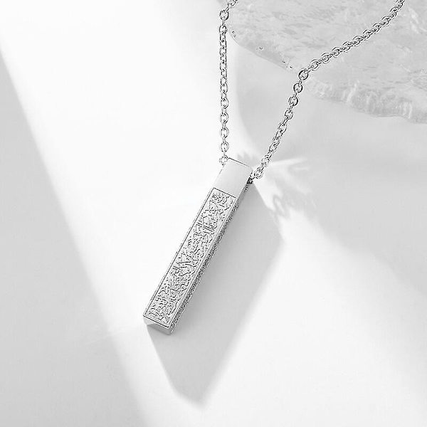 Ayatul Kursi Armband i Rostfritt Stål Islamisk Muslimsk Koranvers Manschettarmband Män Arabisk Kalligrafi Budbärare Smycken Gåvor AL17505-Silver