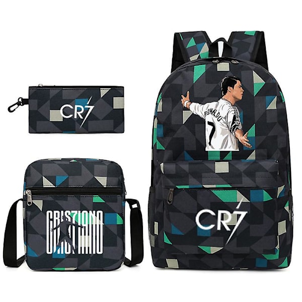 Jalkapallotähti C Ronaldo CR7 -painatus, kolmiosainen reppu opiskelijoille Rhombe 3 Shoulder bag shoulder bag