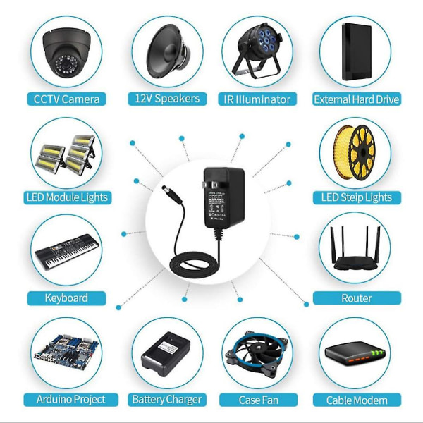 15V 1A 2A 2,5A 3A AC/DC-adapter Strömförsörjning Laddare för LED-ljusremsor US-2.5A