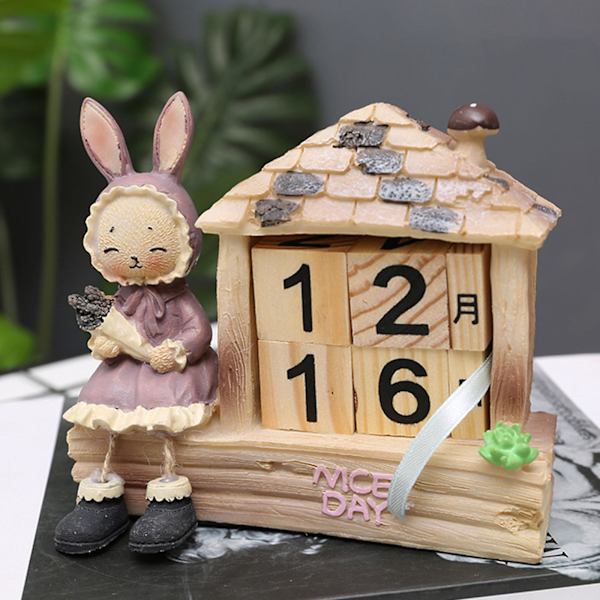 Påskkanin-Log Cabin-Kalender Heminredning Skåpsinredning Skrivbordsdekorationer A