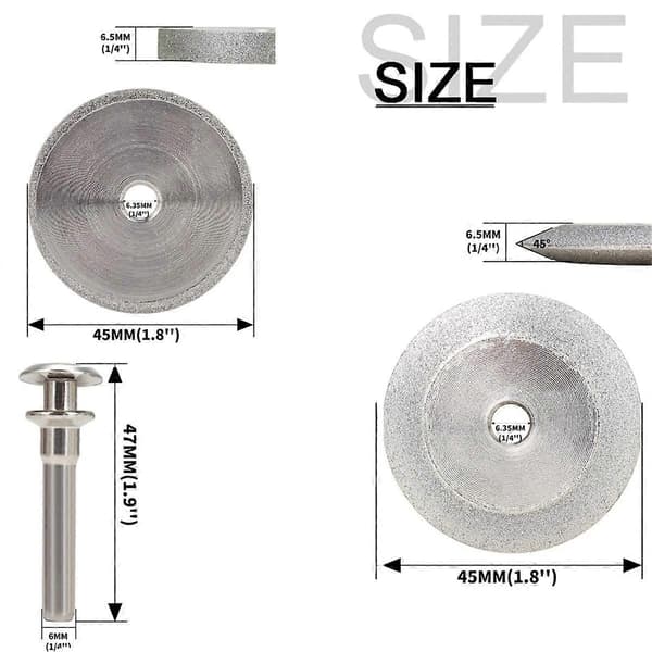 20mm/45mm Diamantslibeskive Mini Slibebits Sliber Rotationsværktøj til Polering af Wolframstål Silver