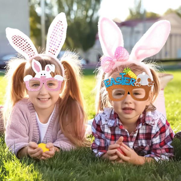 Påskebriller Morsomme Tegneserie Glitter Festlig Fargerike Fotorekvisitter Gave Søt Kanin Egg Kylling Glad Påske Brilleramme For Voksne Barn Kaesi B