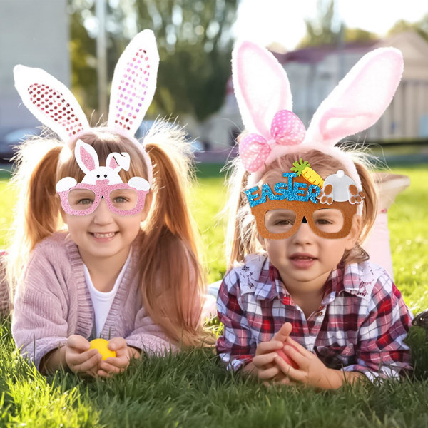 Påskebriller Sjov tegneserieglitter Festlig farverig fotorekvisitter Gave Sød kaninæg Chick Glad påske Brillestel til voksne børn Kaesi F