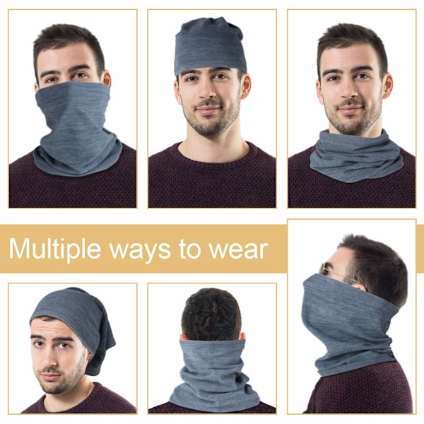 Vinterhalsvärmare Fleece Vindtät Halskrage Snood för Män Kvinnor Kallt Väder Ansiktshalsduk Huvudbonad för Skidåkning Löpning Cykling Grey+grey