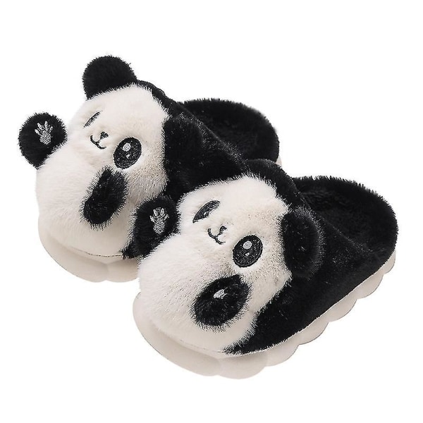 Børne tegnefilm Panda vintertøfler Plys dyre varme bomuldssko til drenge og piger Indendørs husholdnings bløde hjemmesko 1 38-39  Inner 24 CM