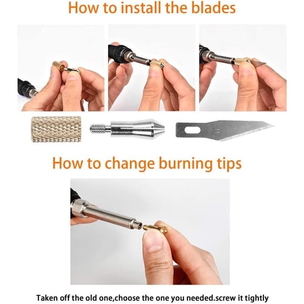 Wood Burning Pyrography Pen Set, Quick Heating Wood Burning Kit with Replaceable Tips for DIY Craft Projects, Adjustable Temperature