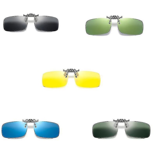 2 stk polariserede flip-up klips på fiskesolbriller til kørsel Nattesyn Gule Kvinder Firkantede solbriller med klips Dark Green
