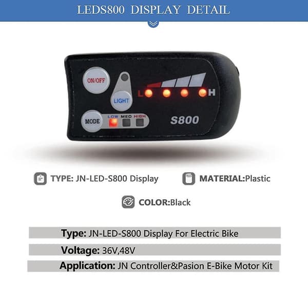 Elektrisk sykkeldisplay Universal 36v/48v Vanntett LED-display Kontrollpanel med frontlyskabling