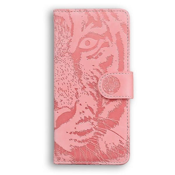 Tiger Præget Læder Etui Til Redmi 14C 4G Pink