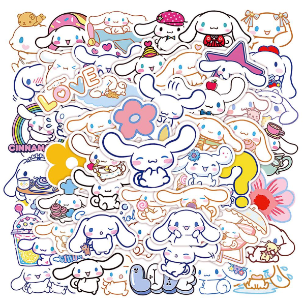 50 stk Cinnamoroll Sanrio Kuromi Stickers Decal Til Laptop Vandflaske Skateboard dekoration C