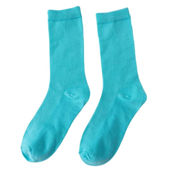 Fargerike sokker tynne bomullssokker Myk pustende høyelastisk sokk for voksent barn Lake Blue Child