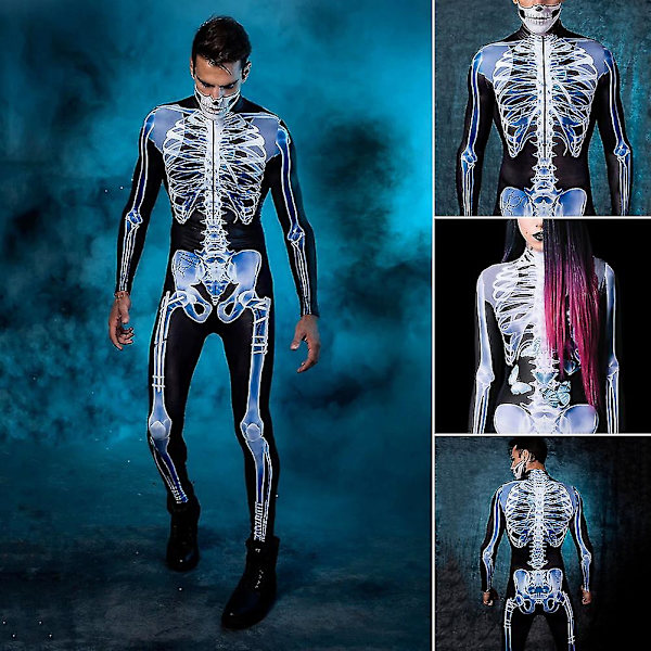 2022 Sexy 3D Skelet Bodysuit Horror Voksen Awesome Knogledesign Djævel Jumpsuit Halloween Party Cosplay Kostumer Nyhed Female L