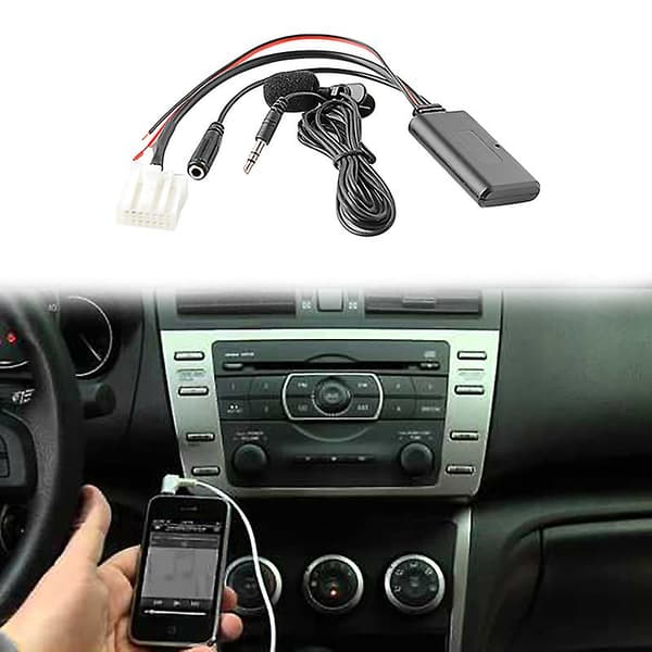 Bil Bluetooth 5.0 Aux Kabel Mikrofon Håndsfritt Mobiltelefon Gratis Samtaleadapter For Mazda 2 3 5