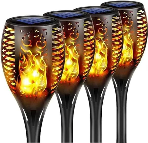 4-pack Solar Torches LED Flickering Flame Outdoor Waterproof Solar Lights Pathway Lights Landscape Lanterns Decorative Lighting Automatic On/Off