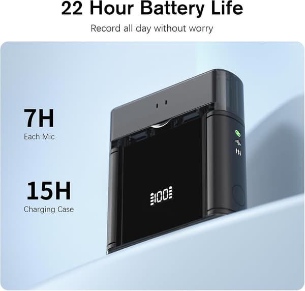 2025 Seneste Model Trådløs Lavalier Mikrofon til iPhone/Android/iPad (2 TX + 2 RX + Opladningsetui), Mini Mikrofon med Støjreduktion, 22H B