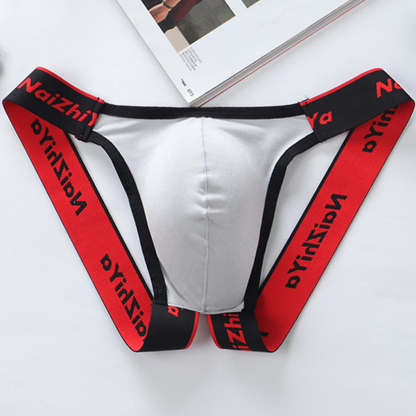 Män Sexiga Jockstrap Underkläder Trosor Rygglös G-string Underkläder kalsonger Grey XL