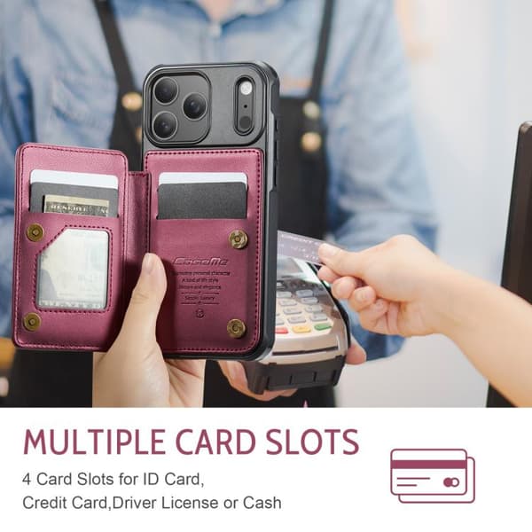 iPhone 17 Pro Max Skal med kortfack och RFID-skydd Röd