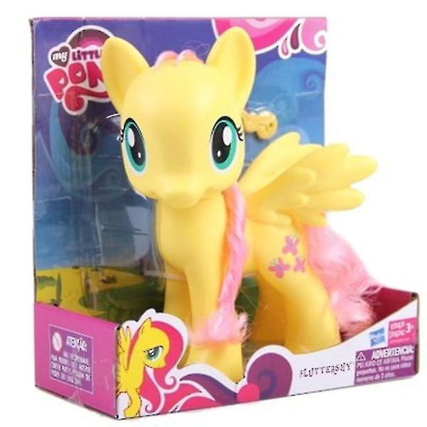 Ny 22cm My Little Pony Friendship Is Magic Prinsessa Celestia Cadance Luna Actionfigur Docka Julgåva Leksak För Barn Gåvor-n-yvan FlutterShy with box