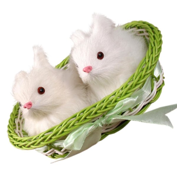 Sett kaninfigurer Home Decor Easter Bunny Basket Fluffy Easter Bunny