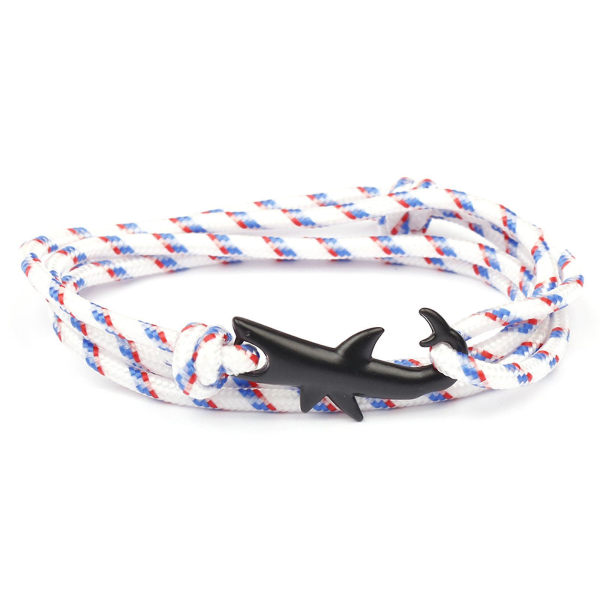 Shark Armband Fashion Punk Alloy Shark Tail Hook Rope Link Armband Unisex F