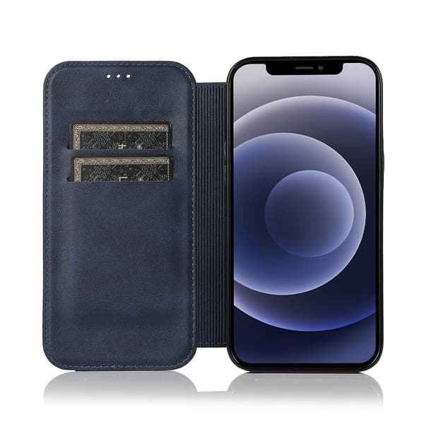 iPhone 12 Mini Etui Læder Wallet Flip Telefon Etui Blue iPhone 12 Mini