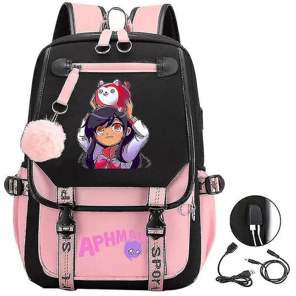 Aphmau Anime Backpack 3d Printed Cartoon Oxford Waterproof Full Ball Usb Schoolbag Boys Girls Students Large Capacity Backpack-yvan