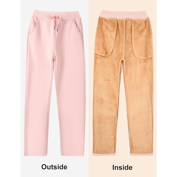 Fleece-vuoratut Jogging-housut Lämpimät Jogging-housut Taskuilla Talvihousut Pehmeä Sherpa Lämpimät Housut Nauha Urheiluhousut Jogging Harjoittelu Rentoutunut Vaaleanpunainen Vaaleanpunainen Rosa XL