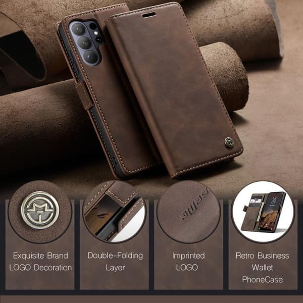 Samsung Galaxy S26 Ultra 5G Case - CaseMe 013 Multifunctional Horizontal Flip Leather Case Kaffe