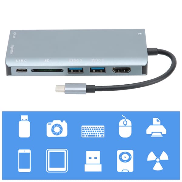 USB3.0 8-in-1 C-tyypin sovitinnapa tietokonetarvikkeet