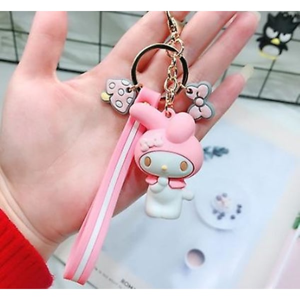 Sanrio nøkkelring Kitty Melody Keroppi Badtz Pom Pom Purin Chinnamoroll Kuromi Key Melody