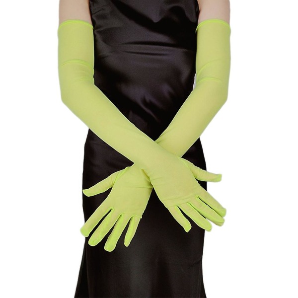 Lady Sheer Gloves Mode Långa armbågshandskar Kvinnor Mesh Bröllopshandskar 21.6 Fluorescent green