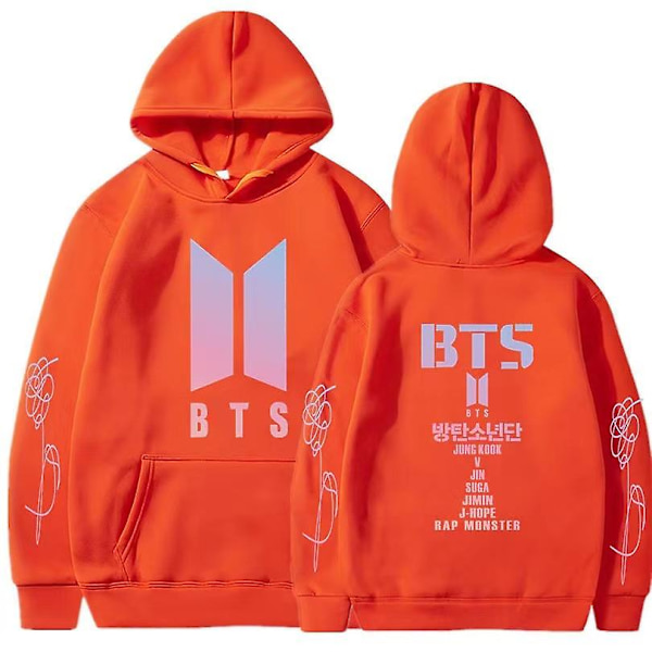 Bts Unisex Huvtröja med Huva Casual Hoodie Cosplay Jacka Topp orange L