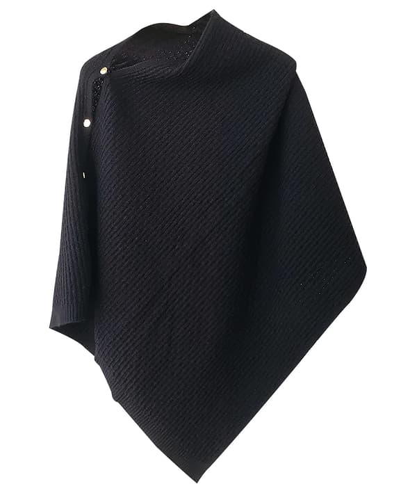 Dameponcho-skjerf med knapper, frynsete cape-teppe, kashmirblanding, myk, varm, multifunksjonell for vår, høst, vinter
