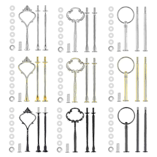Kompatibel med 9 Sæt Kage Stativ Hardware Kit Lagdelt Bakke Beslag Til Kage Stativ