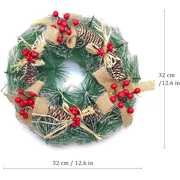 Julekrans, 32 cm Julekrans dørkrans, Jule D