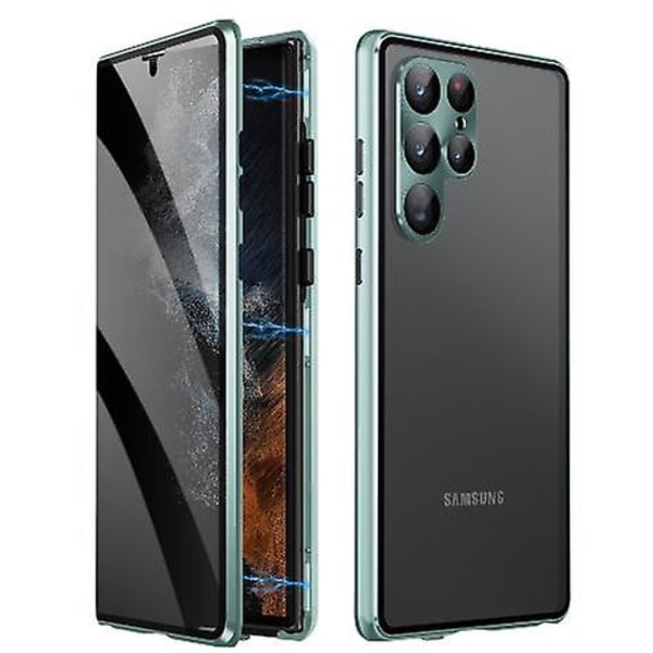 Magneettinen case Samsung Galaxy S24 Ultra/s24 Plus/24 Anti Peep Magneettinen kaksipuolinen karkaistu cover Green Galaxy S24 Plus