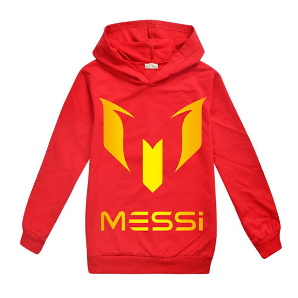 Messi Hoodie Fotboll Superstjärna Flickkläder Barnmode Pojkar Messi Hoodie Röd Ed Ed 130 cm