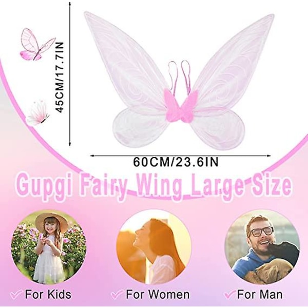 Fairy Wings Light Up Butterfly Wings Sparkly Led Fairy Wings Halloween Jul Fødselsdag Cosplay gave til børn White