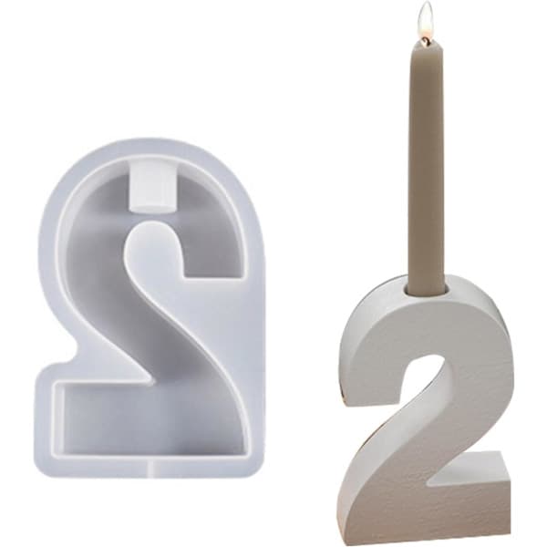 1-4 Talform, DIY Silikoneform, 3D Håndlavede Lysestageforme, Gipsform, Lysestageform Number 2