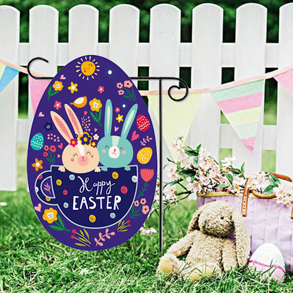 Hageflagg Fargefast Glad Påske Polyester Lys Farge Kanin Påske Egg Dekorasjon Festartikler 1