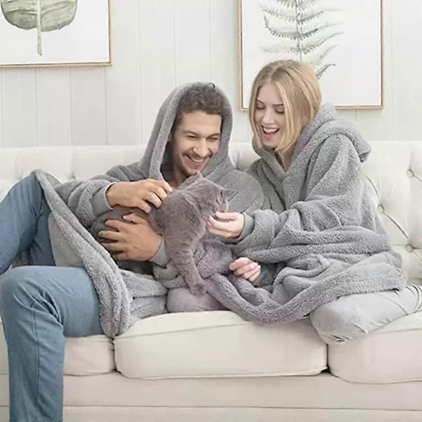 Hettegenserteppe Dame Herre Med Hette Myk Pyjamas