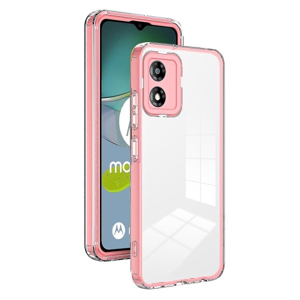 För Motorola Moto E13 4g 3-i-1 genomskinligt cover Kameraskydd Tpu + PC Drop-säkert case Pink
