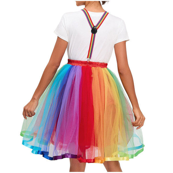 Karneval Fashion Kvinders Gaze Multicolor Nederdel Strap Farverig Suspenders Nederdel