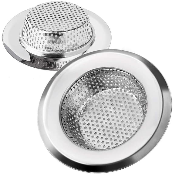 2-pack diskbänkssil i rostfritt stål, diskbänksfilter, diskbänksavloppssil (9 cm)
