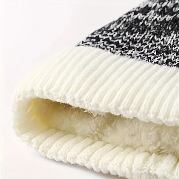 Vinter Beanie Hat Tyk Fleeceforing Vindtæt Varmt Par Strikket Beanie Hat Gray